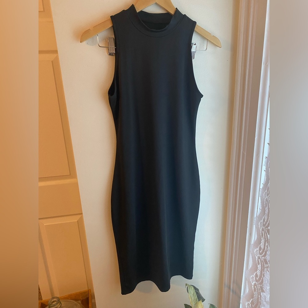 SHEIN Elegant Black Sleeveless Dress High Mock Neck Size Medium Women’s Stretchy